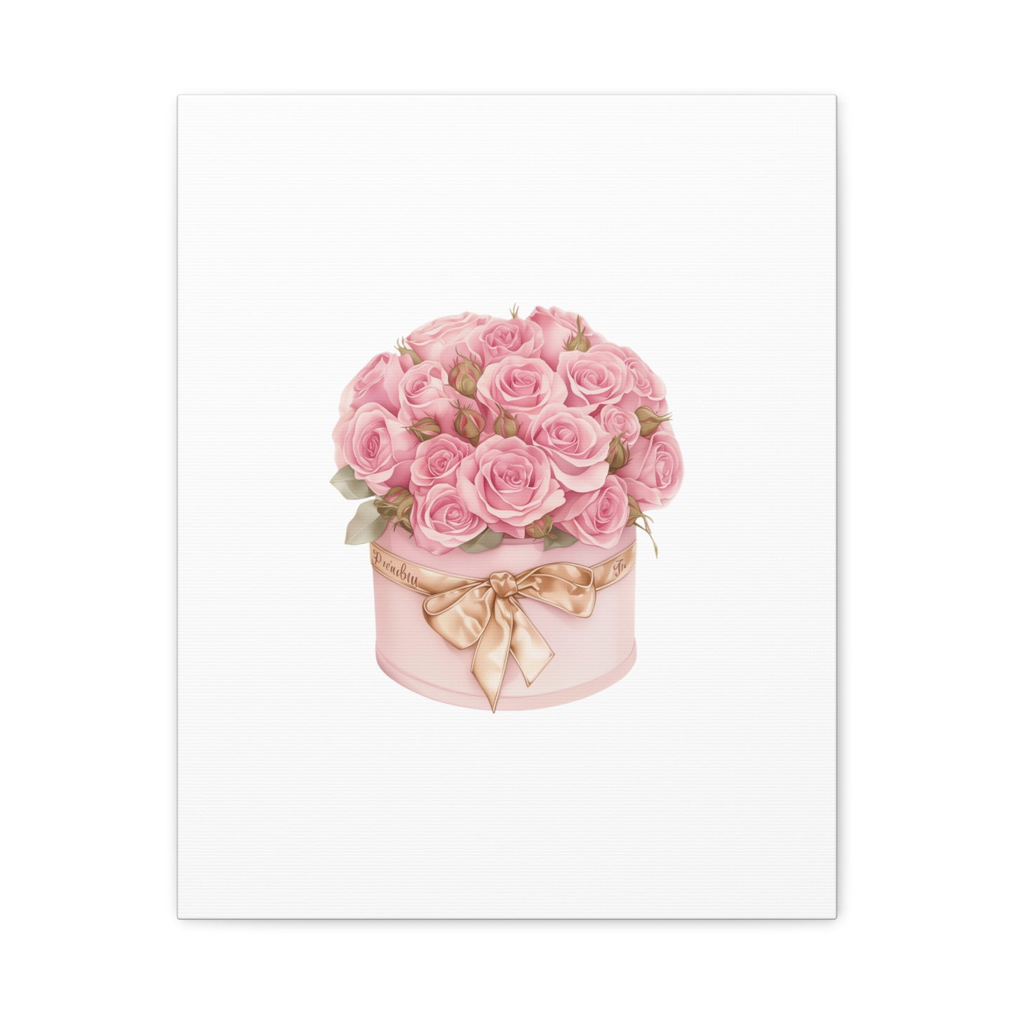 Pink Rose Bouquet Box Wall Art Print | Elegant Floral Gift Decor | Matte Canvas