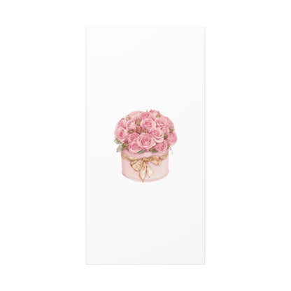 Pink Rose Bouquet Box Wall Art Print | Elegant Floral Gift Decor | Matte Canvas