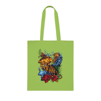 Tiger Floral Tote Bag | Bold Animal Print Canvas Tote Bag | Cotton Tote