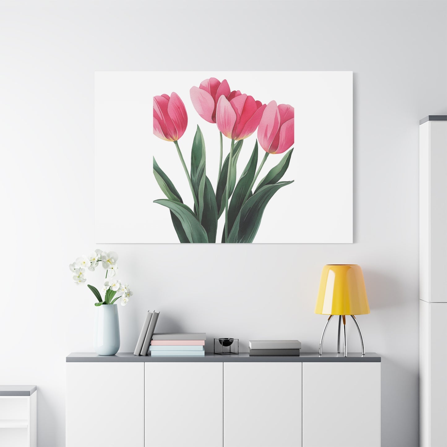 Pink Tulip Bouquet Wall Art Print | Elegant Floral Botanical Decor