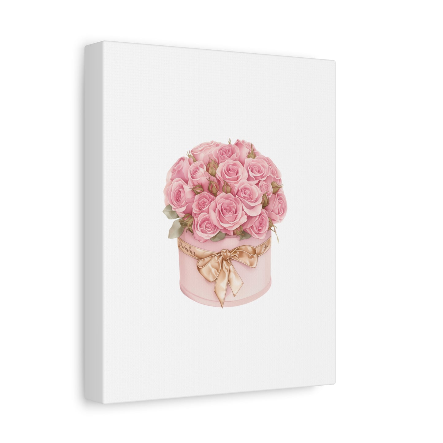 Pink Rose Bouquet Box Wall Art Print | Elegant Floral Gift Decor | Matte Canvas