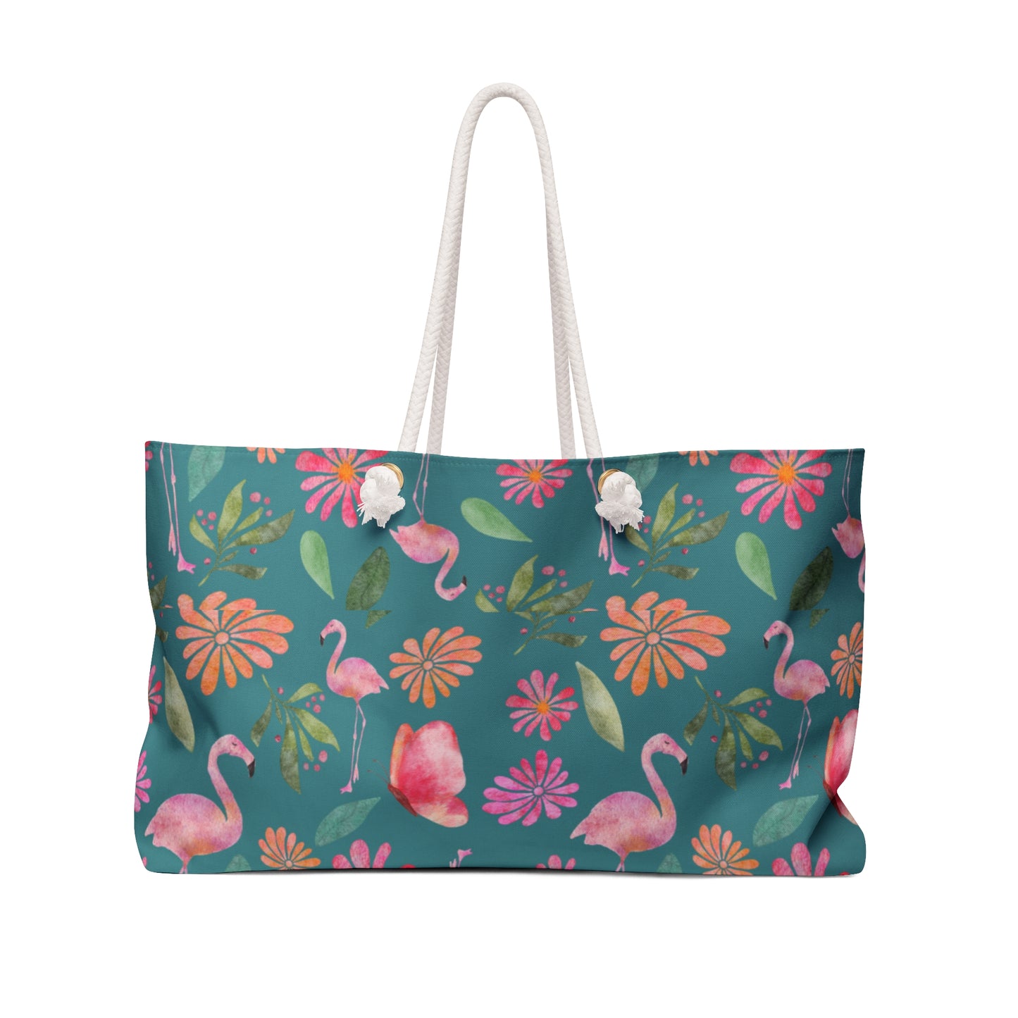 Tropical Flamingo Weekender Bag | Floral Vacation Tote | Colorful Boho Carry-On Tote for Stylish Getaways