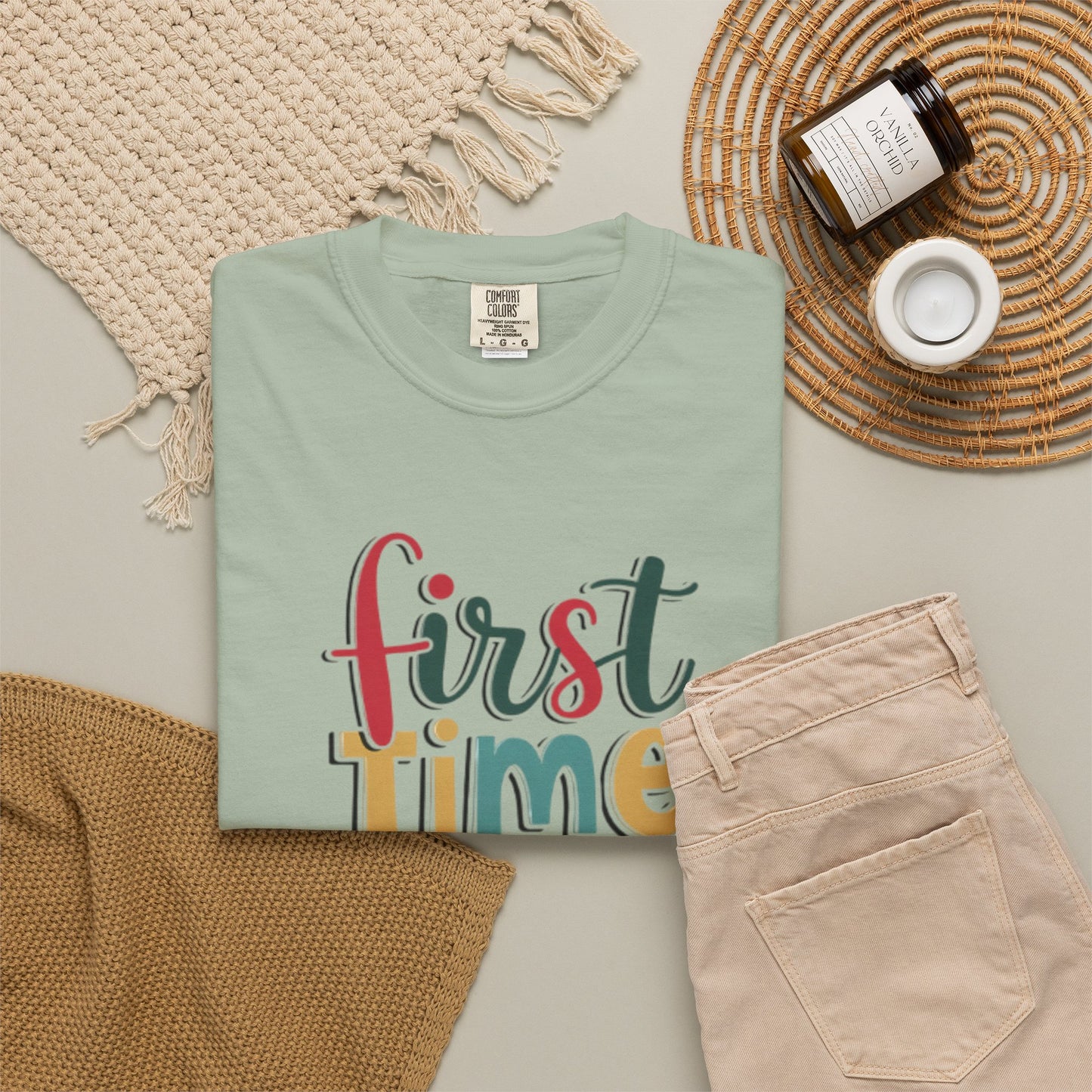 First Time Mama Tee | Trendy Motherhood Shirt for New Moms | Gift for Her | New Mom T-Shirt |‘First Time Mom’ Cute Graphic Tee | Perfect Baby Shower Gift