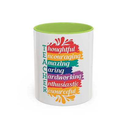 Teacher Appreciation Mug | Inspirational Teacher Gift Coffee Cup |  Classroom Desk Mug for Educators | Teacher Appreciation Coffee Mug | Colorful Acrostic |  Thoughtful | Encouraging | Amazing| 11oz...