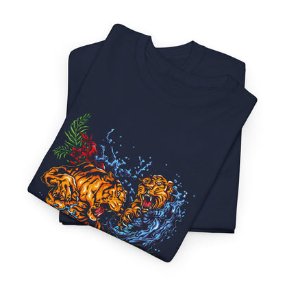 Savage Tiger Floral Graphic Tee  | Bold Streetwear Animal Print Tee | Tiger & Rose Graphic Tee | Bold Floral Ninja Tiger T-Shirt