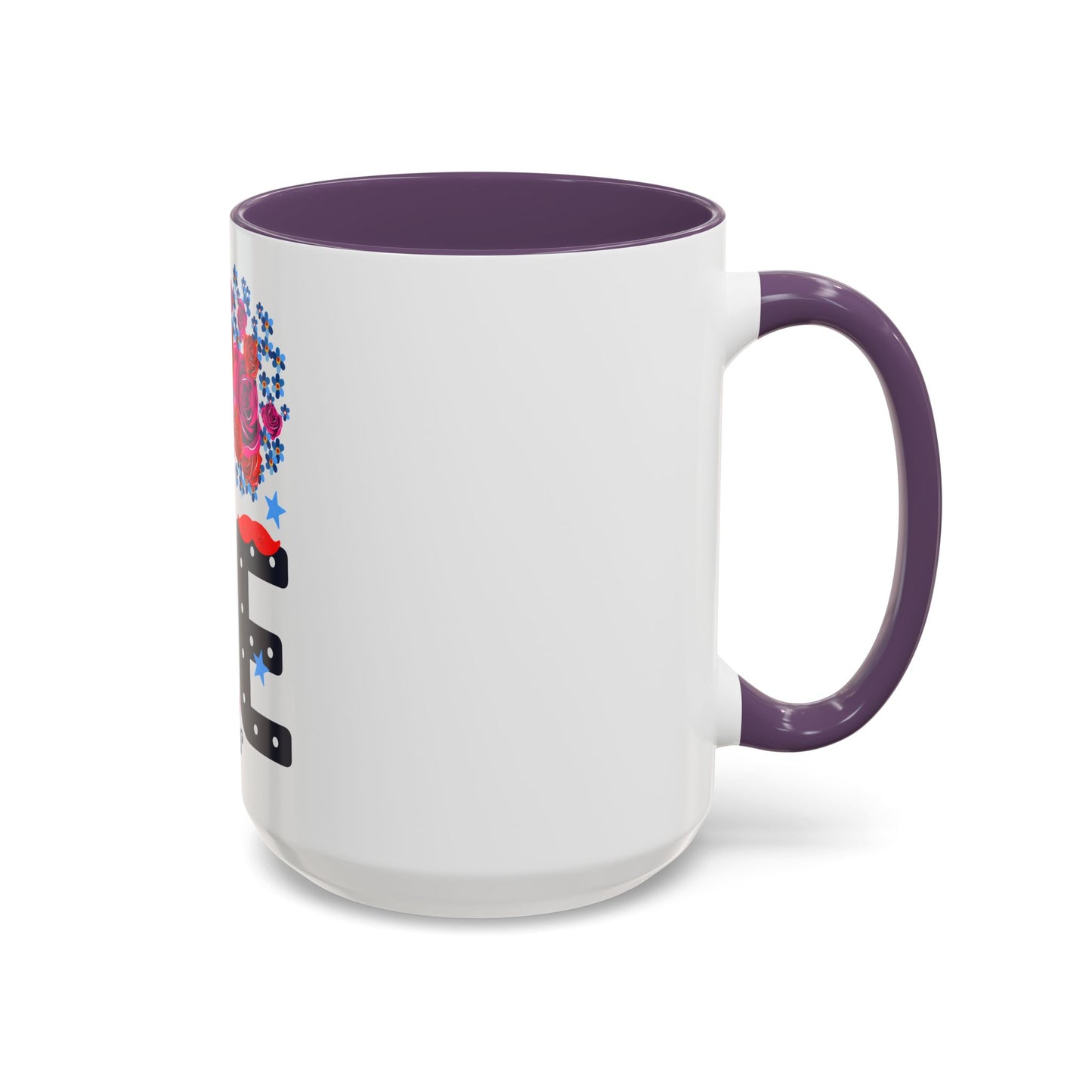 LOVE Floral Mug | Cute Aesthetic Coffee Cup with Heart | Rose Design | Gift for Her, Girlfriend, Wife | Stylish Ceramic Mug Accent Coffee Mug (11oz, 15oz)
