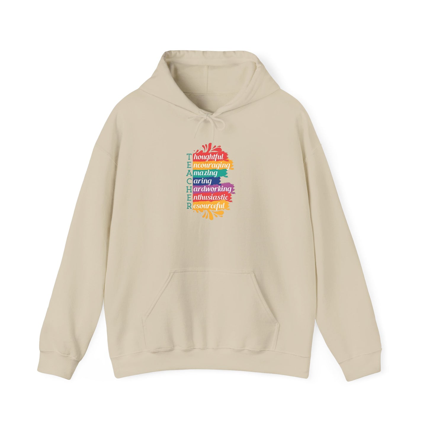 Teacher Appreciation Hoodie |  Inspirational Teacher Gift Sweatshirt | Colorful Graphic Hoodie for Educators | Librarian Rainbow Acrostic Hoodie | Proud Book Lover Sweatshirt