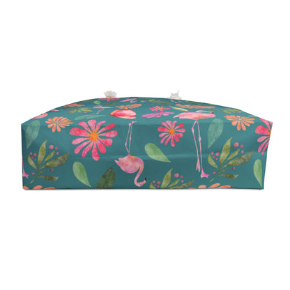 Tropical Flamingo Weekender Bag | Floral Vacation Tote | Colorful Boho Carry-On Tote for Stylish Getaways