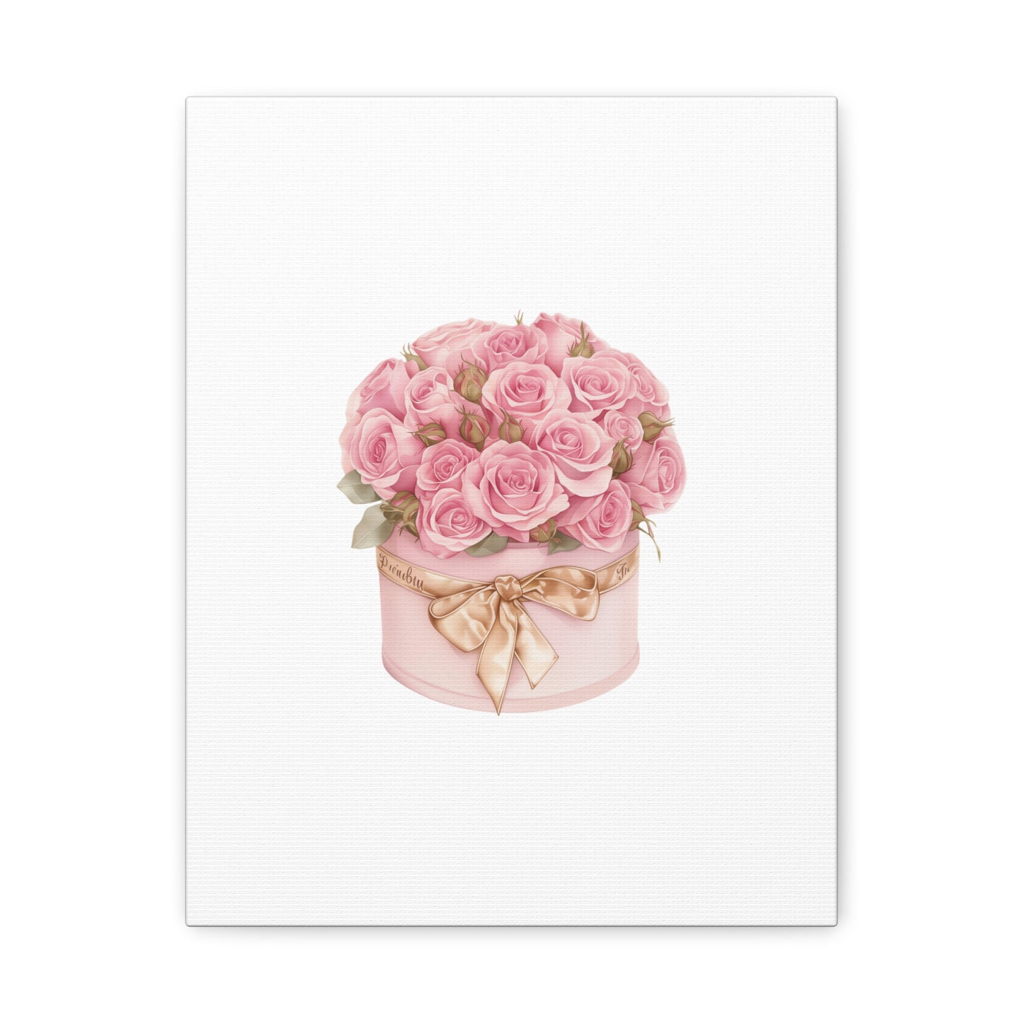 Pink Rose Bouquet Box Wall Art Print | Elegant Floral Gift Decor | Matte Canvas