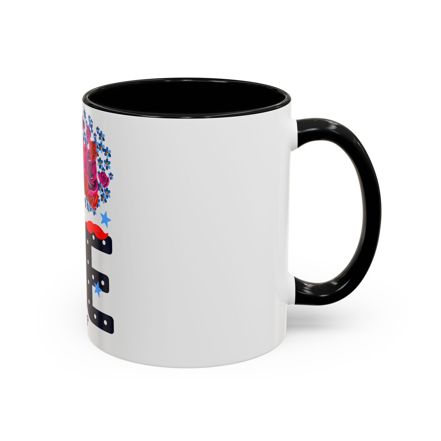 LOVE Floral Mug | Cute Aesthetic Coffee Cup with Heart | Rose Design | Gift for Her, Girlfriend, Wife | Stylish Ceramic Mug Accent Coffee Mug (11oz, 15oz)