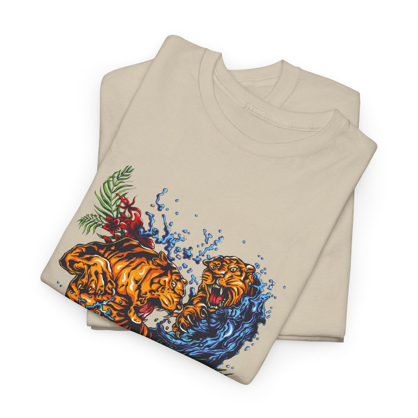Savage Tiger Floral Graphic Tee  | Bold Streetwear Animal Print Tee | Tiger & Rose Graphic Tee | Bold Floral Ninja Tiger T-Shirt