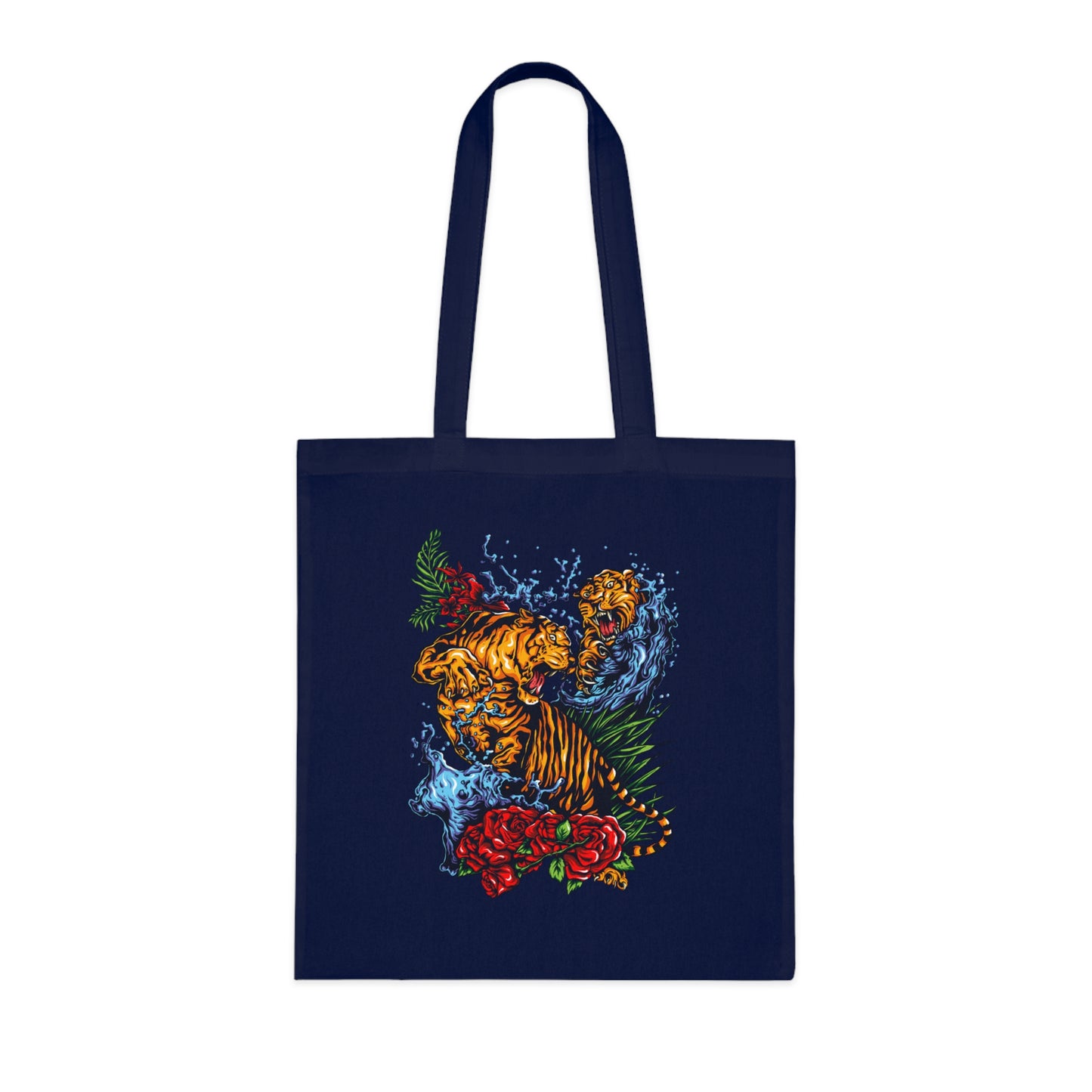 Tiger Floral Tote Bag | Bold Animal Print Canvas Tote Bag | Cotton Tote