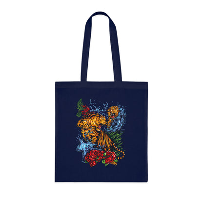 Tiger Floral Tote Bag | Bold Animal Print Canvas Tote Bag | Cotton Tote