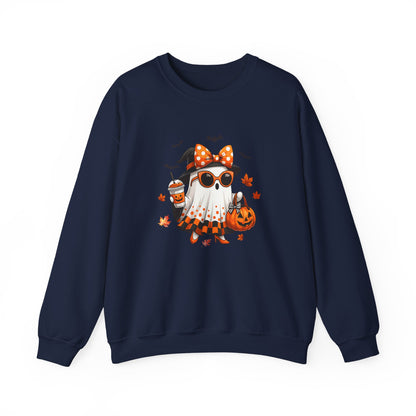 Halloween Ghost Crewneck Sweatshirt | Cute Halloween Ghost Sweatshirt | Spooky Girl Ghost Crewneck | Pumpkin Ghost Sweater | Fall Halloween Sweatshirt | Trendy Autumn Ghost Gift