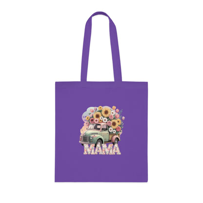 Cotton Tote | Vintage Sunflower Mother’s Day Gift | Mama Floral Truck Tote Bag | Cute Mom Canvas Tote Bag for Everyday Use | Gifts