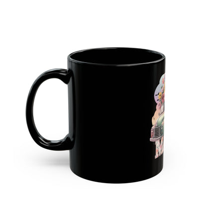 Mother’s Day Ceramic Mug | Mama Floral Truck Mug  | Vintage Flower Coffee Cup for Mom | Cute Mama Gift Mug | Black Mug  | 11oz | 15oz