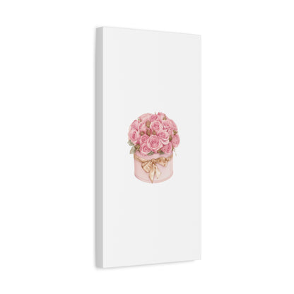 Pink Rose Bouquet Box Wall Art Print | Elegant Floral Gift Decor | Matte Canvas