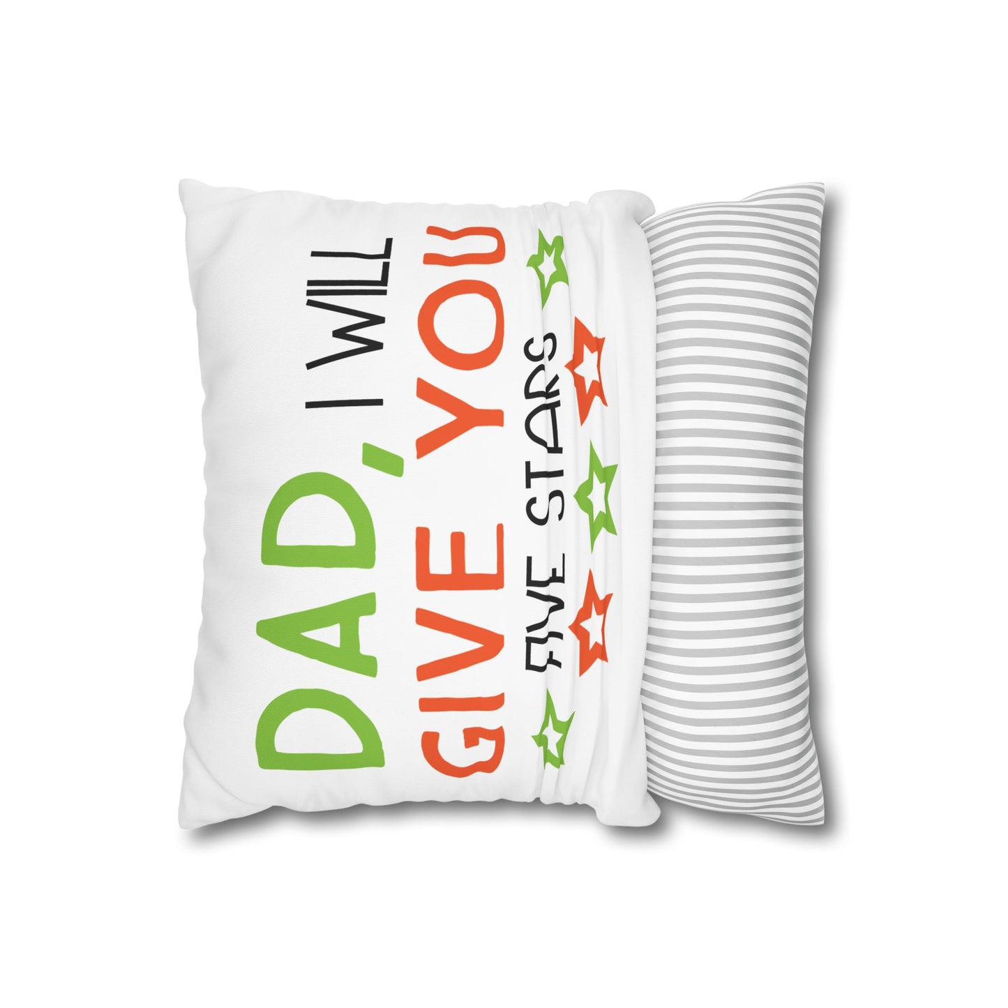 Cushion Cover | Funny Father’s Day Pillow Gift for Dad | Cute Dad Throw Pillow | Dad I Will Give You Five Stars Square Throw Pillow | Father’s Day Gift