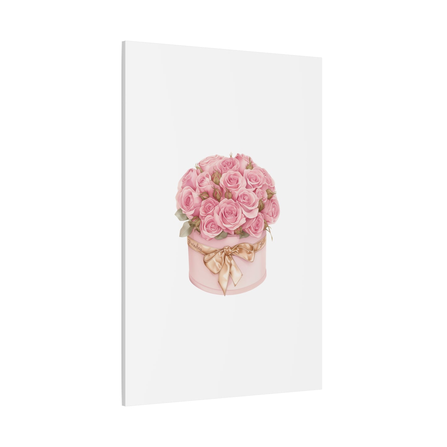 Pink Rose Bouquet Box Wall Art Print | Elegant Floral Gift Decor | Matte Canvas