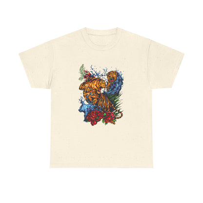Savage Tiger Floral Graphic Tee  | Bold Streetwear Animal Print Tee | Tiger & Rose Graphic Tee | Bold Floral Ninja Tiger T-Shirt