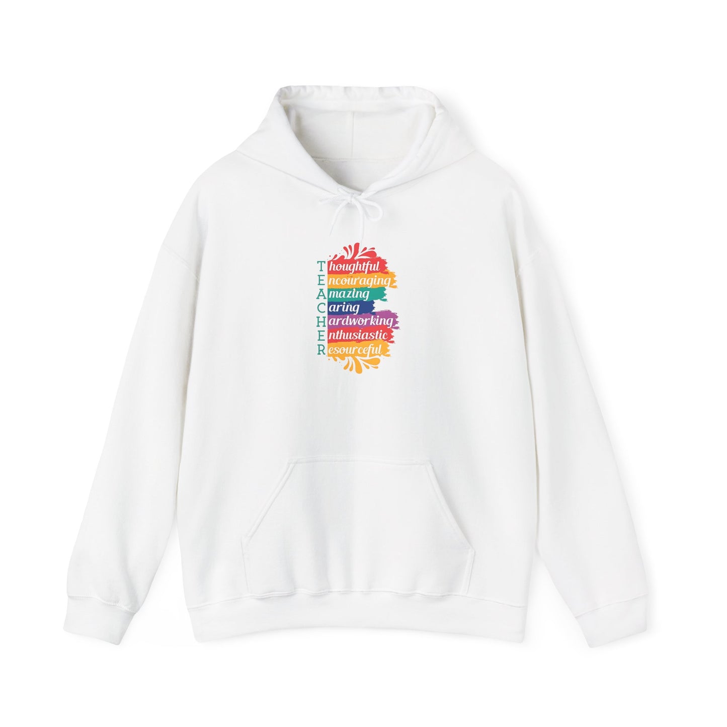 Teacher Appreciation Hoodie |  Inspirational Teacher Gift Sweatshirt | Colorful Graphic Hoodie for Educators | Librarian Rainbow Acrostic Hoodie | Proud Book Lover Sweatshirt