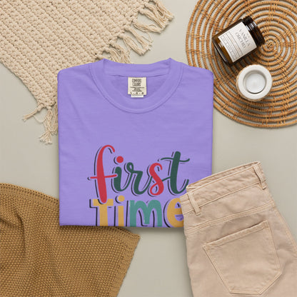 First Time Mama Tee | Trendy Motherhood Shirt for New Moms | Gift for Her | New Mom T-Shirt |‘First Time Mom’ Cute Graphic Tee | Perfect Baby Shower Gift