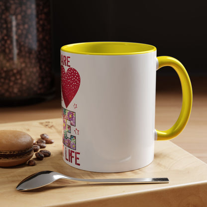 You Are the Love of My Life” Mug | Romantic Floral Coffee Cup | Cute Gift for Her, Wife, Girlfriend | Accent Coffee Mug | 11oz | 15oz)