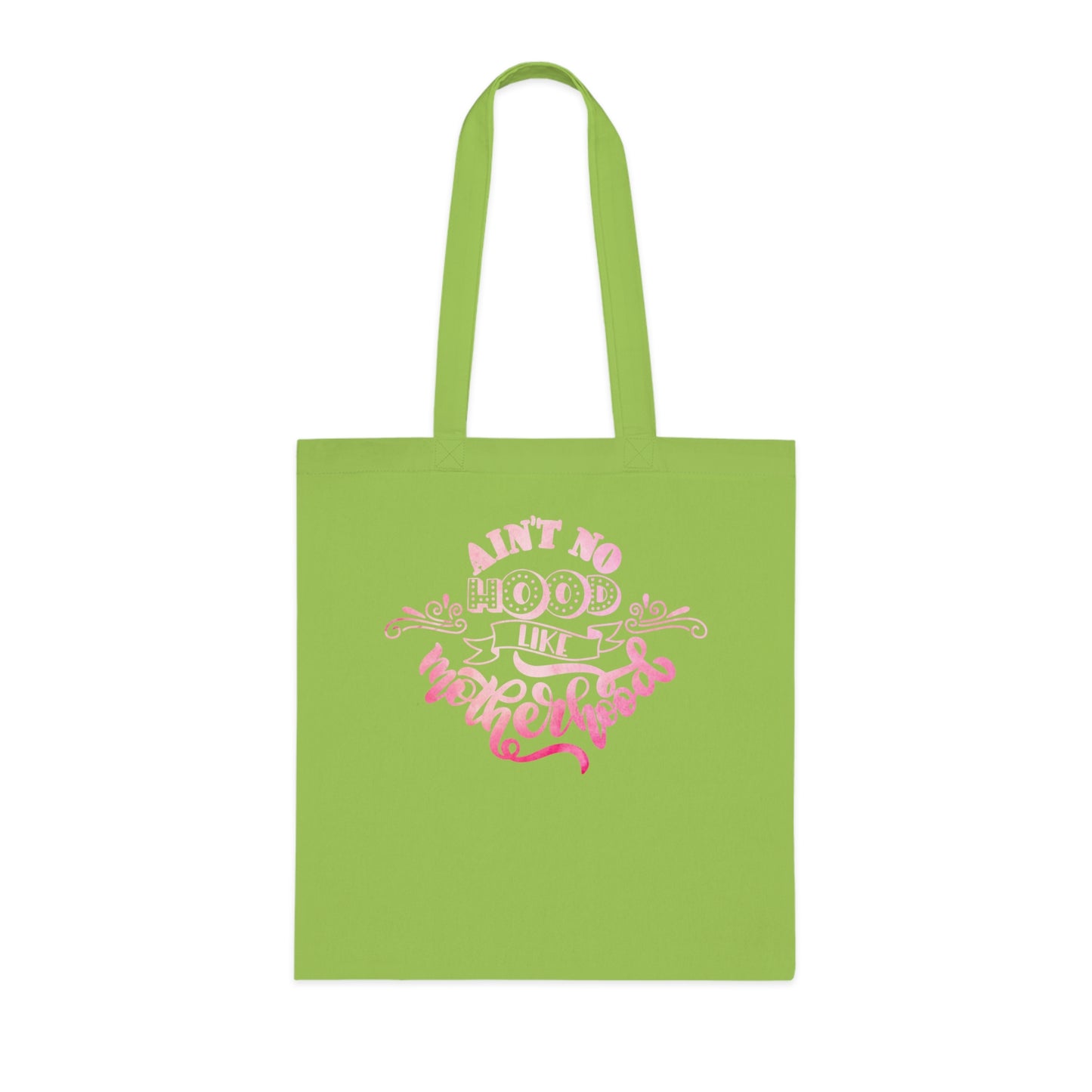 Stylish Canvas Tote for Moms | Everyday Carry & Gift Idea | Ain't No Hood Like Motherhood Cotton Tote | Pink Mom Tote Bag