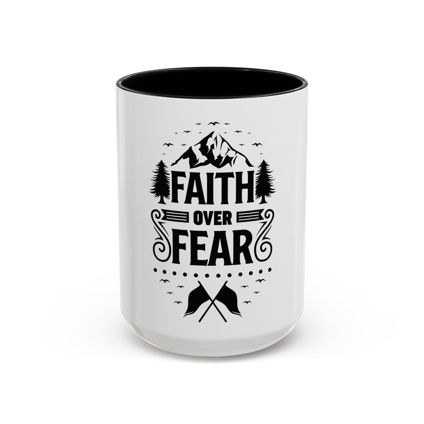 Faith Over Fear Mug | Inspirational Coffee Cup | Motivational Gift | Christian Mug | Positive Quote Drinkware | Accent Coffee Mug  | 11oz | 15oz