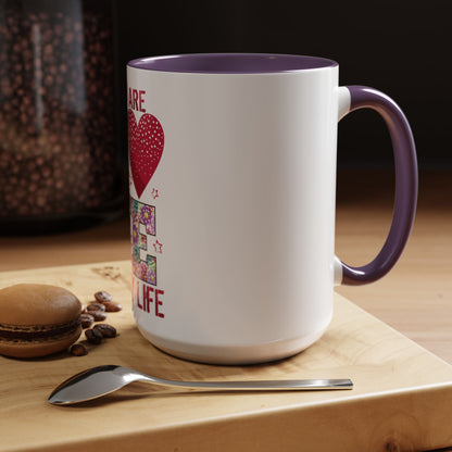 You Are the Love of My Life” Mug | Romantic Floral Coffee Cup | Cute Gift for Her, Wife, Girlfriend | Accent Coffee Mug | 11oz | 15oz)