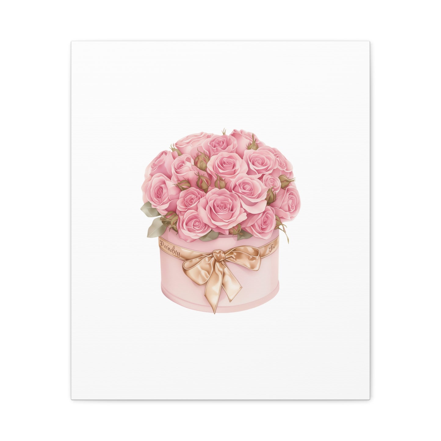 Pink Rose Bouquet Box Wall Art Print | Elegant Floral Gift Decor | Matte Canvas