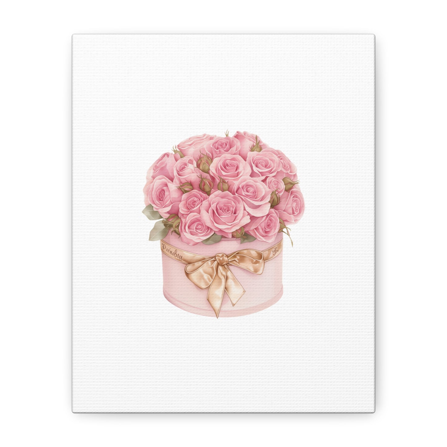 Pink Rose Bouquet Box Wall Art Print | Elegant Floral Gift Decor | Matte Canvas