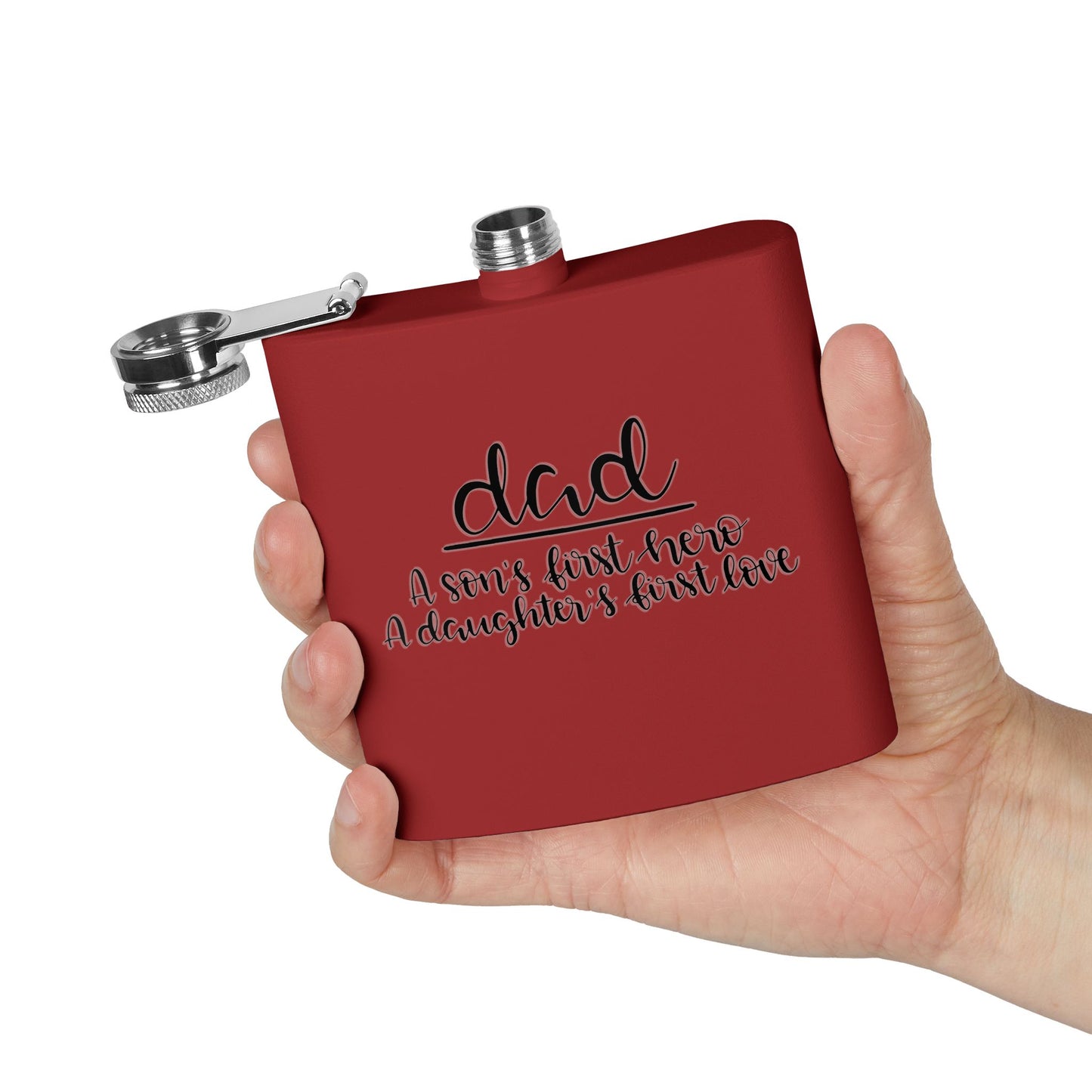 Dad Flask | A Son’s First Hero | A Daughter’s First Love | 6oz Stainless Steel Hip Flask | Father’s Day Gift | 6 oz