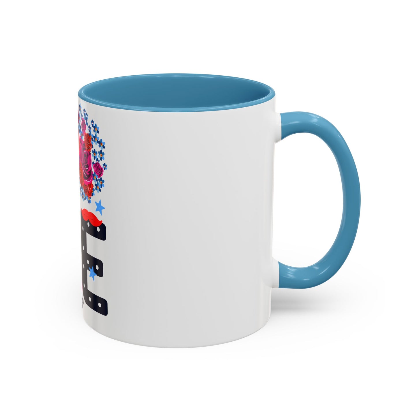 LOVE Floral Mug | Cute Aesthetic Coffee Cup with Heart | Rose Design | Gift for Her, Girlfriend, Wife | Stylish Ceramic Mug Accent Coffee Mug (11oz, 15oz)