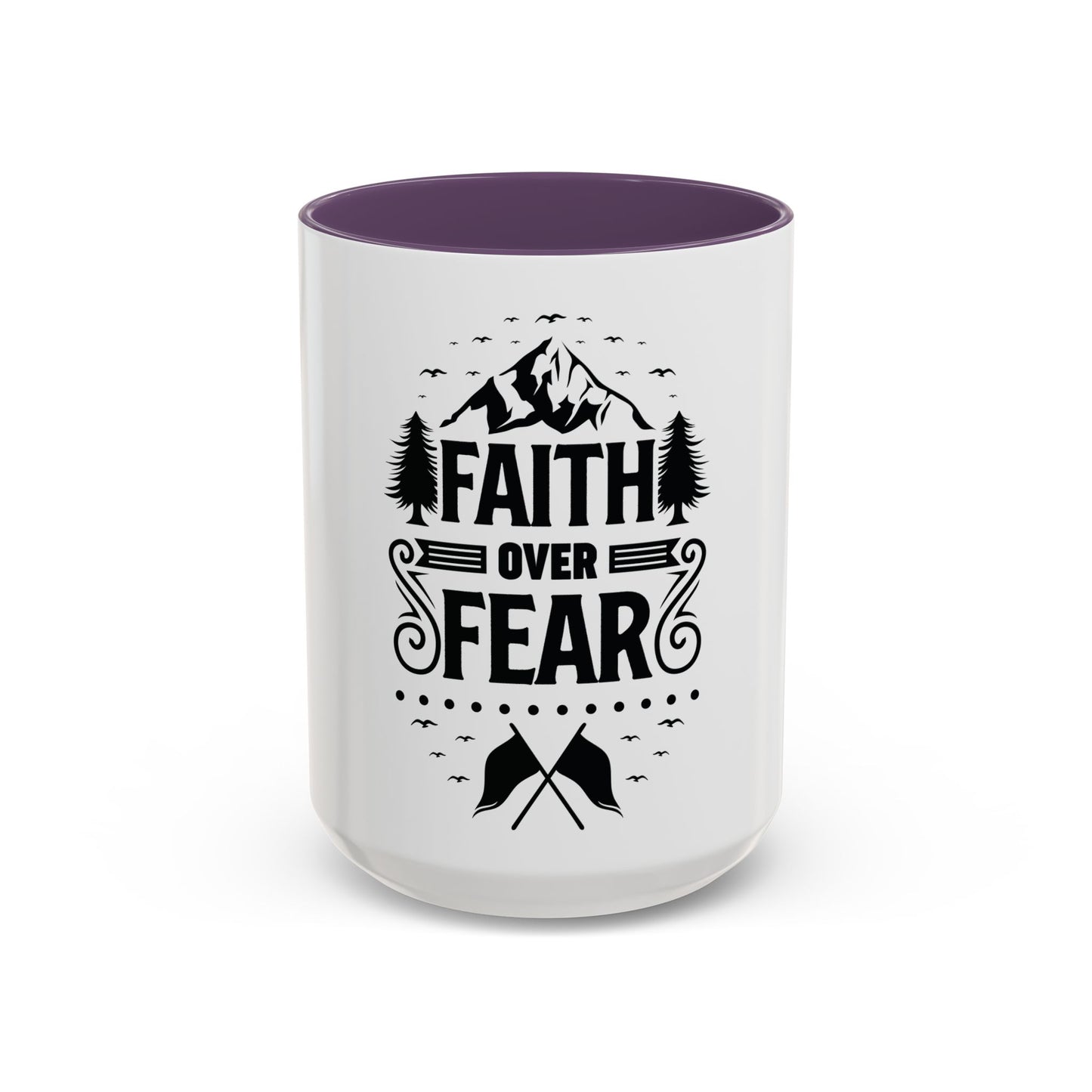 Faith Over Fear Mug | Inspirational Coffee Cup | Motivational Gift | Christian Mug | Positive Quote Drinkware | Accent Coffee Mug  | 11oz | 15oz