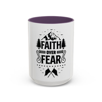 Faith Over Fear Mug | Inspirational Coffee Cup | Motivational Gift | Christian Mug | Positive Quote Drinkware | Accent Coffee Mug  | 11oz | 15oz