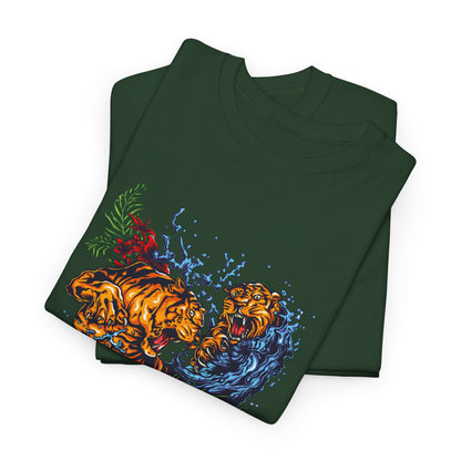 Savage Tiger Floral Graphic Tee  | Bold Streetwear Animal Print Tee | Tiger & Rose Graphic Tee | Bold Floral Ninja Tiger T-Shirt
