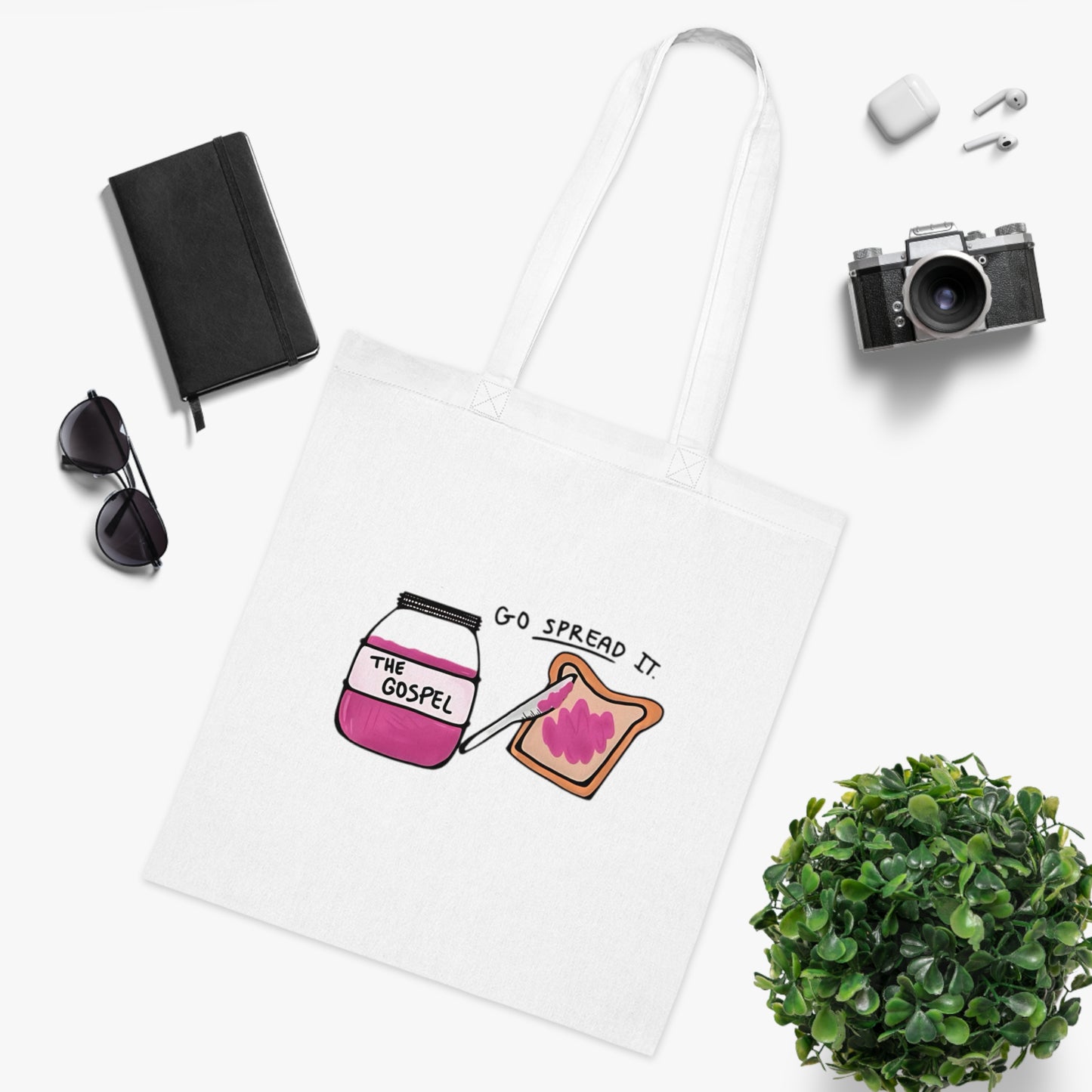 Tote Bag | Go Spread It | Go Spread The Gospel Tote Bag | Christian Canvas Tote Bag for Church | Bible Study | Everyday Use