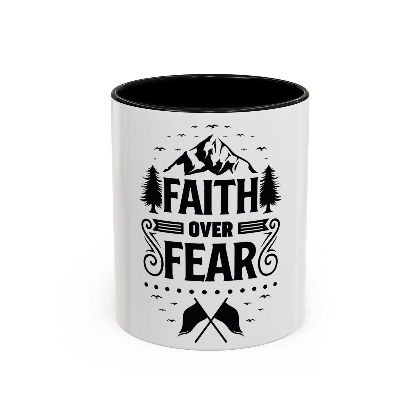 Faith Over Fear Mug | Inspirational Coffee Cup | Motivational Gift | Christian Mug | Positive Quote Drinkware | Accent Coffee Mug  | 11oz | 15oz
