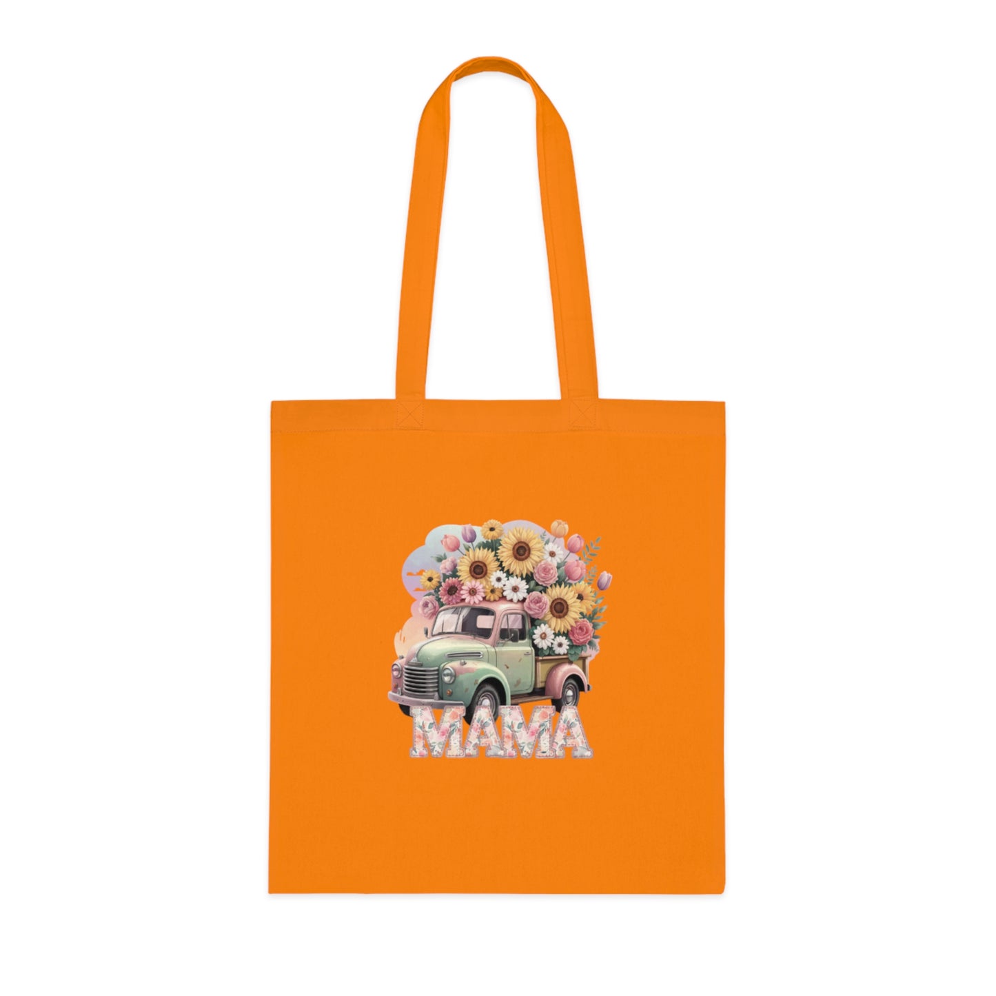 Cotton Tote | Vintage Sunflower Mother’s Day Gift | Mama Floral Truck Tote Bag | Cute Mom Canvas Tote Bag for Everyday Use | Gifts