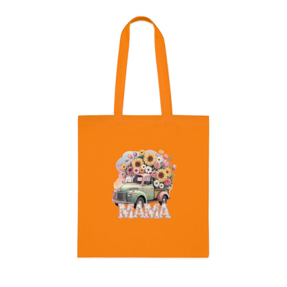 Cotton Tote | Vintage Sunflower Mother’s Day Gift | Mama Floral Truck Tote Bag | Cute Mom Canvas Tote Bag for Everyday Use | Gifts