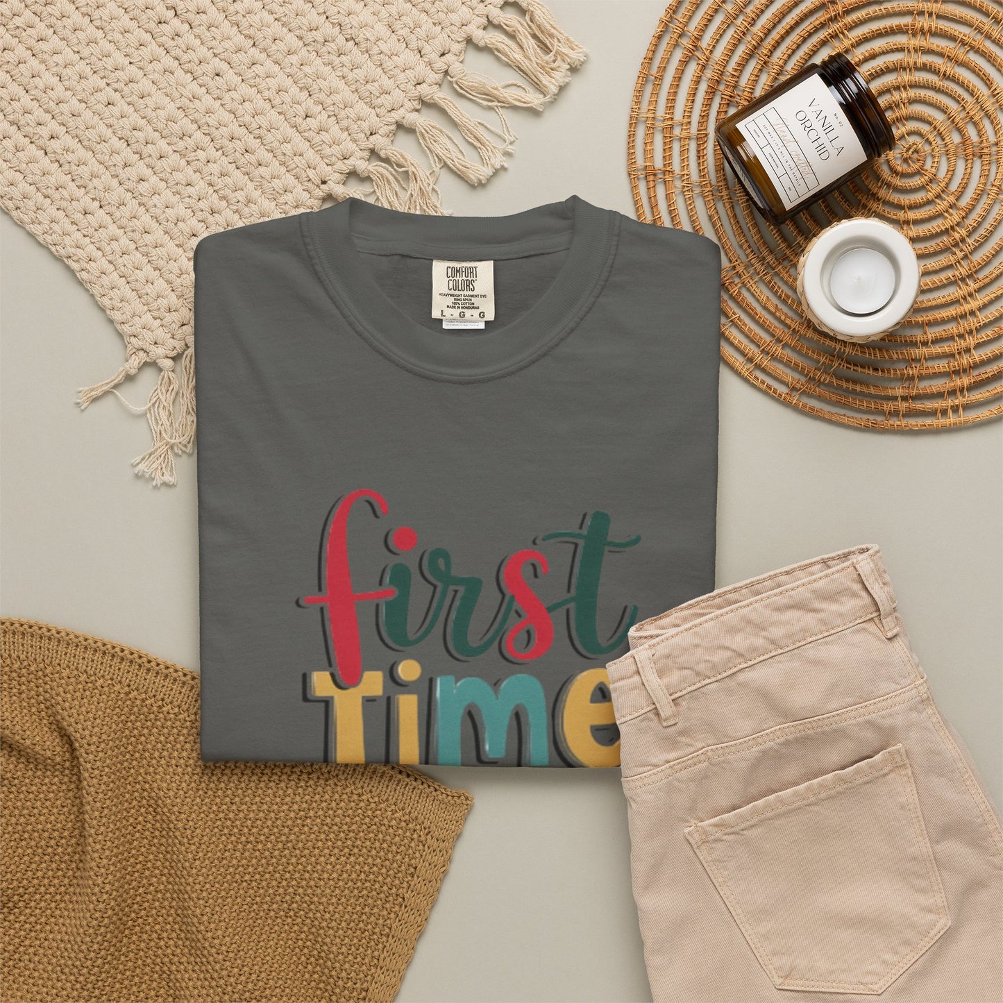 First Time Mama Tee | Trendy Motherhood Shirt for New Moms | Gift for Her | New Mom T-Shirt |‘First Time Mom’ Cute Graphic Tee | Perfect Baby Shower Gift