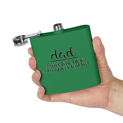 Dad Flask | A Son’s First Hero | A Daughter’s First Love | 6oz Stainless Steel Hip Flask | Father’s Day Gift | 6 oz