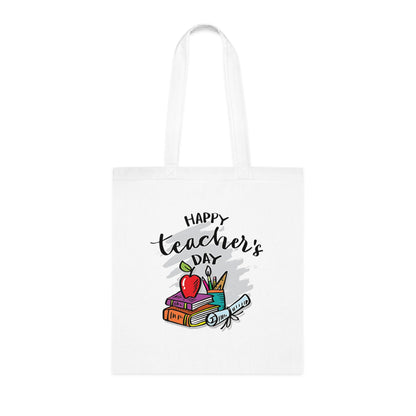 | Happy Teacher’s Day Tote Bag | Cute Teacher Appreciation Canvas | Cotton Tote