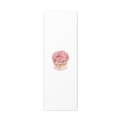 Pink Rose Bouquet Box Wall Art Print | Elegant Floral Gift Decor | Matte Canvas