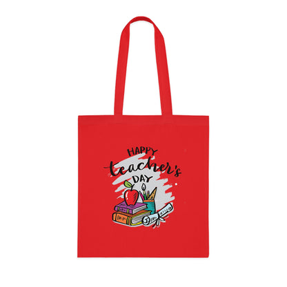 | Happy Teacher’s Day Tote Bag | Cute Teacher Appreciation Canvas | Cotton Tote