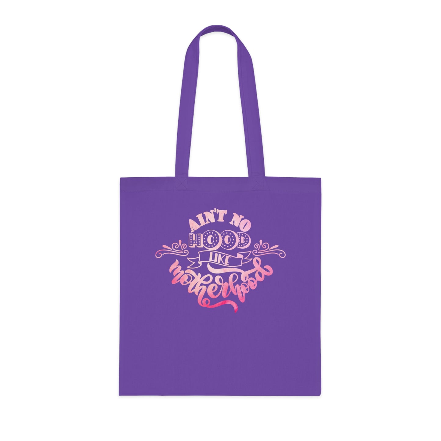 Stylish Canvas Tote for Moms | Everyday Carry & Gift Idea | Ain't No Hood Like Motherhood Cotton Tote | Pink Mom Tote Bag
