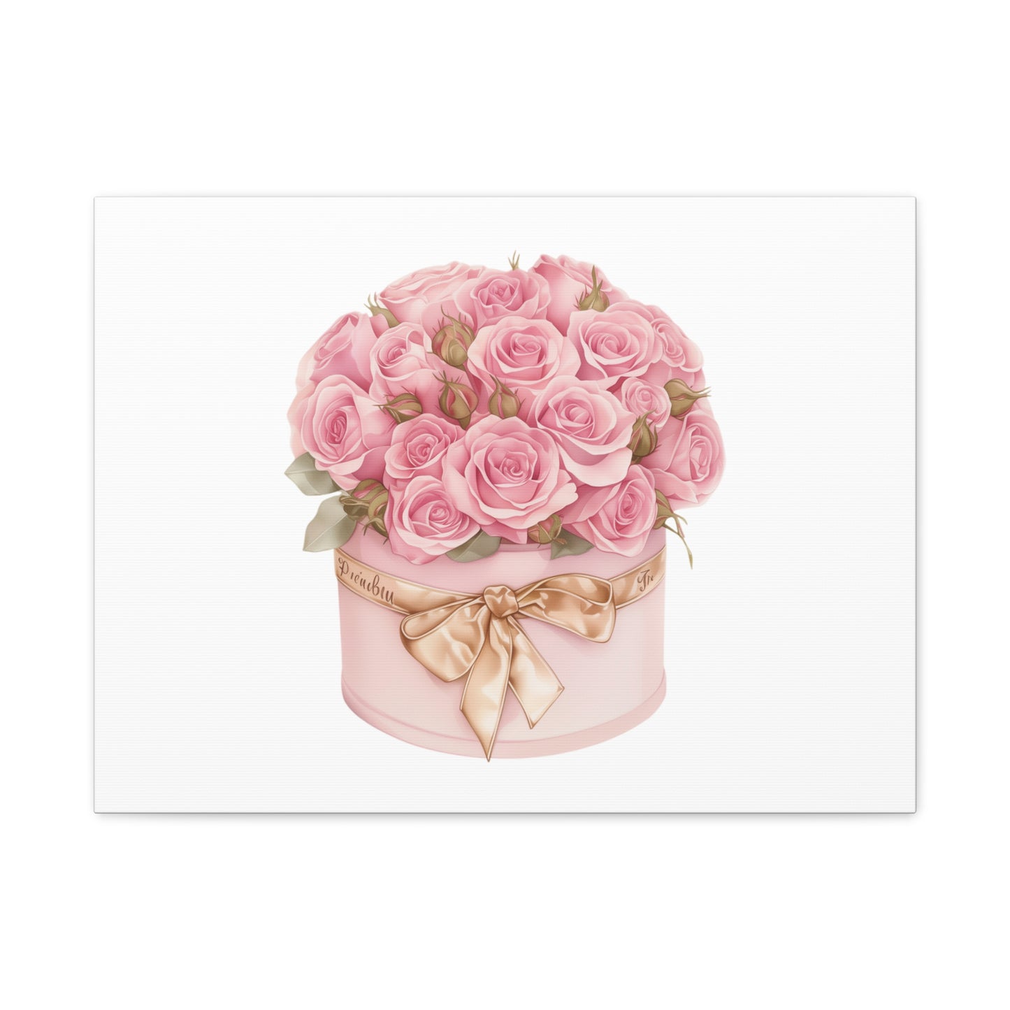 Pink Rose Bouquet Box Wall Art Print | Elegant Floral Gift Decor | Matte Canvas