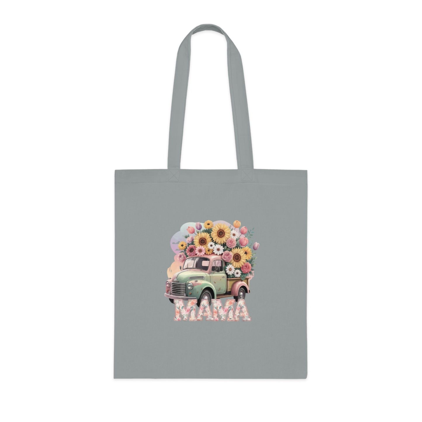 Cotton Tote | Vintage Sunflower Mother’s Day Gift | Mama Floral Truck Tote Bag | Cute Mom Canvas Tote Bag for Everyday Use | Gifts