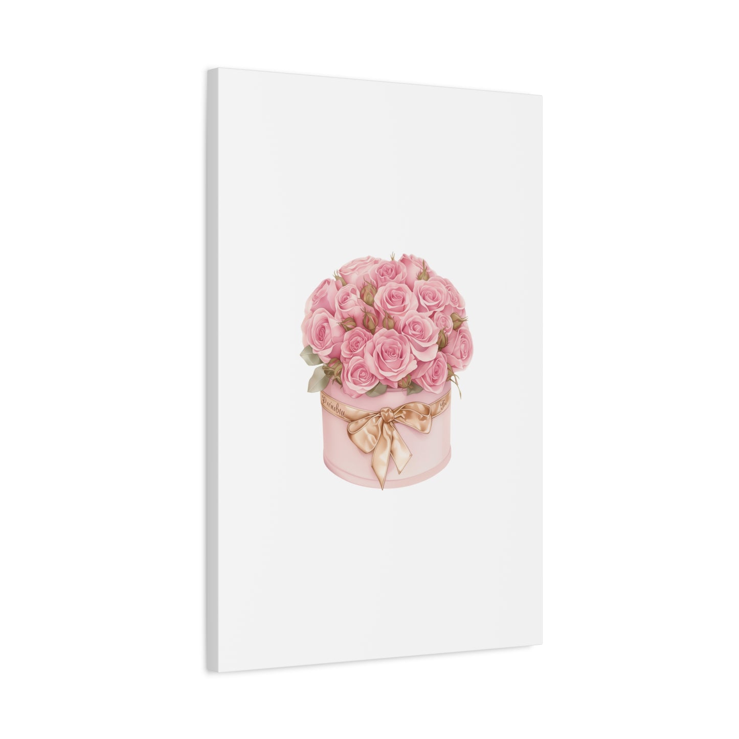 Pink Rose Bouquet Box Wall Art Print | Elegant Floral Gift Decor | Matte Canvas